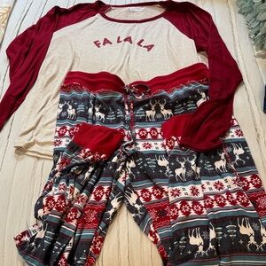 Maurices Red and Cream Holiday Pajama Set